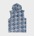 "METAMORPHOSIS II" - SLEEVELESS HOODIE - BLU / WHITE