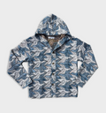 "METAMORPHOSIS II" - HOODED CARDIGAN - BLU / WHITE