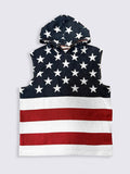 "USA" - SLEEVELESS HOODIE - RED/WHT/BLU