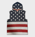 "USA" - SLEEVELESS HOODIE - RED/WHT/BLU