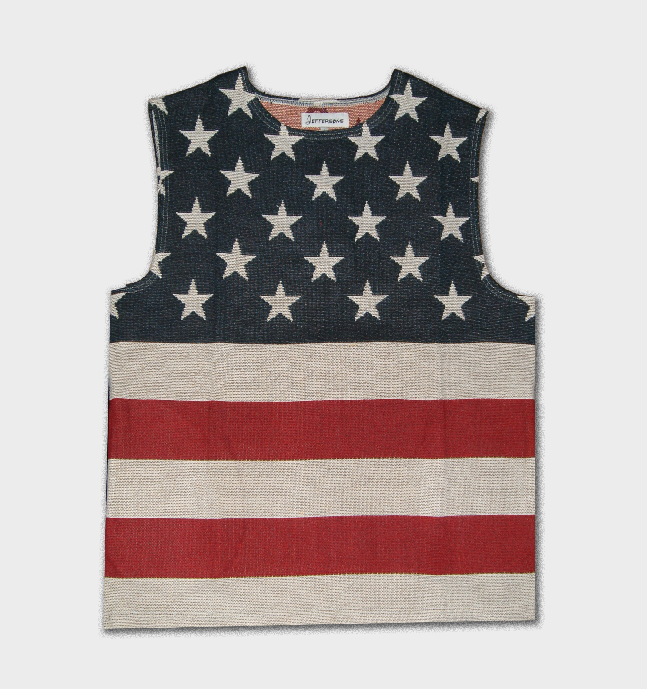 "USA" - SLEEVELESS CREWNECK TEE - RED/WHT/BLU